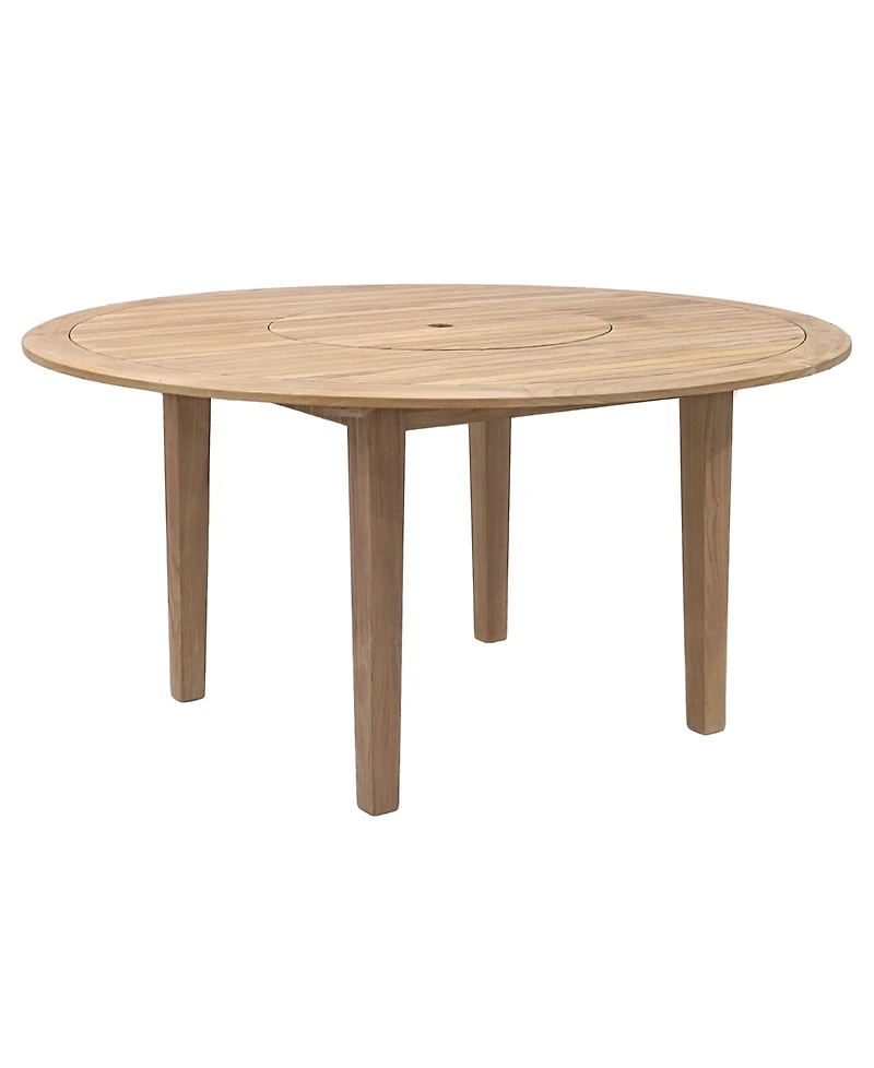 Bristol 5-Pc. Teak Wood Round Dining Set (Dining Table with Lazy Susan, Agate Lite Stacking Chairs), Created for Macy's