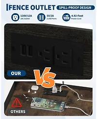 gaomon Corner Wine Cabinet with Power Outlet, Led Strip and Glass Holder, Industrial 5 Tier Liquor Bar