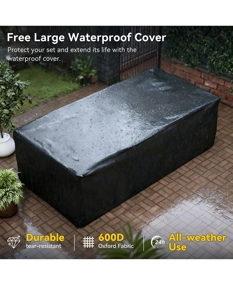 Aoxun 12-Piece Outdoor Wicker Patio Conversation Set with 44" Propane Fire Pit Table and Cushions