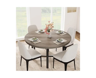 gaomon 4-Person Space-Saving Round Dining Table with Steel Legs