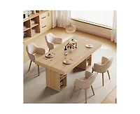 gaomon 4-6 Person Farmhouse Wooden Dining Table with Storage Cubes