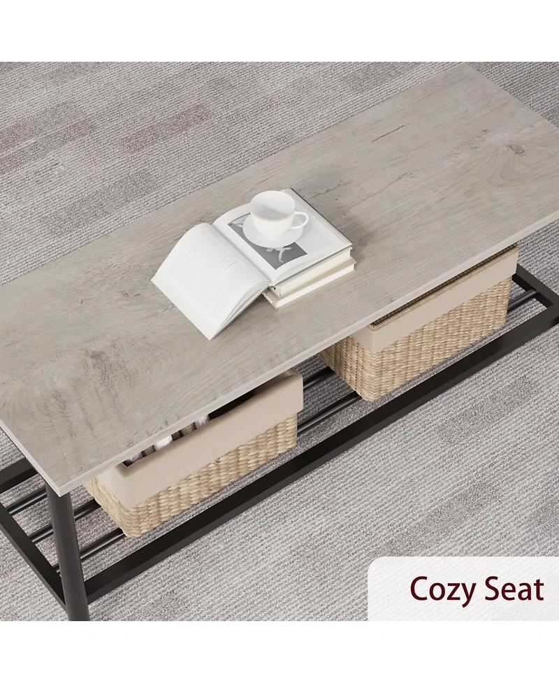 gaomon Dining Table Set for 4, Kitchen Table and 2 Chairs with Storage Bench, 47.2" Rectangular Kitchen Table Set with Wine Racket