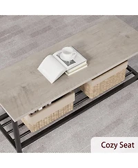 gaomon Dining Table Set for 4, Kitchen Table and 2 Chairs with Storage Bench, 47.2" Rectangular Kitchen Table Set with Wine Racket