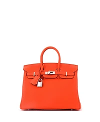 Pre-Owned HERMES Birkin 25 Handbag Orange Togo with Palladium Hardware