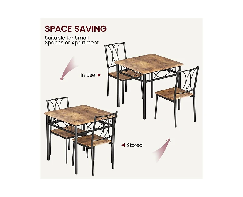 gaomon 3-Piece 2-Person Retro Square Dining Table Set