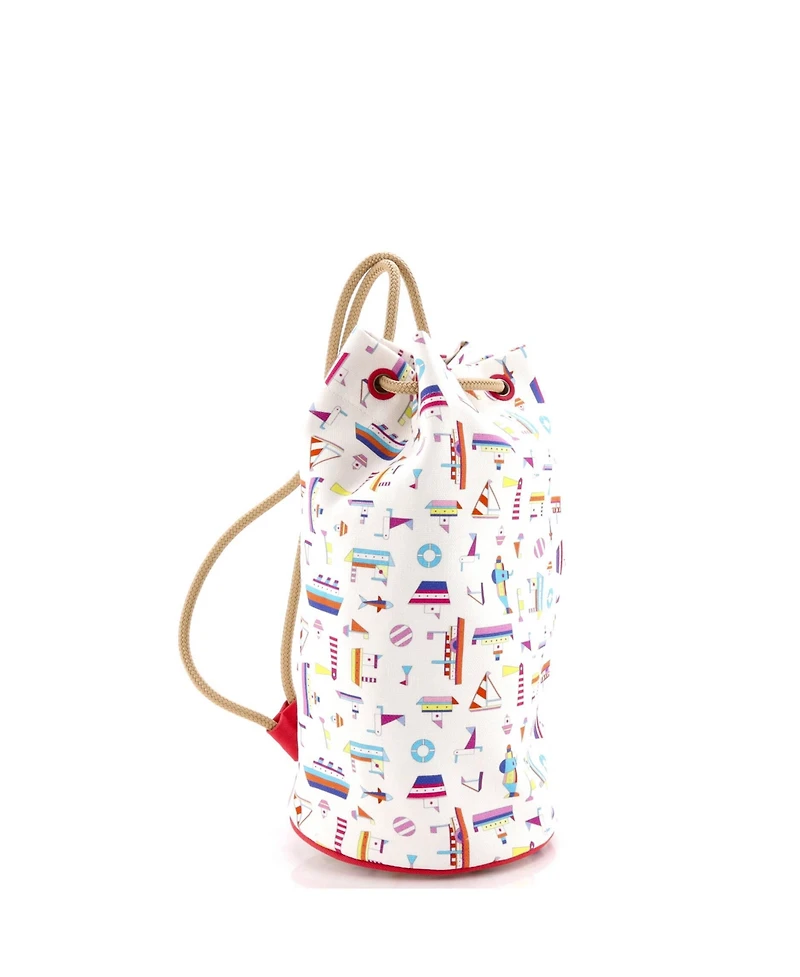 Pre-Owned HERMES Petit Chalutier Duffle Bag Printed Canvas
