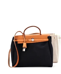 Pre-Owned HERMES Pm Herbag Toile and Leather