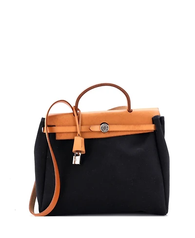 Pre-Owned HERMES Pm Herbag Toile and Leather