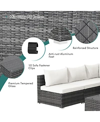 Costway 7Pieces Patio Rattan Furniture Set Sectional Sofa Cushioned Garden