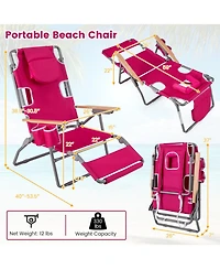 Gouun 3-in-1 Folding Beach Chair with Footrest and Lay-Flat Position 26 in Wide