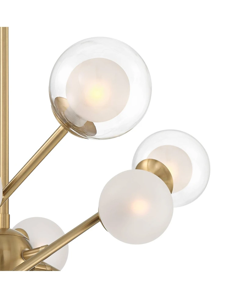 Possini Euro Design Davis Gold Sputnik Chandelier Modern Led Clear Frosted Glass 12-Light Fixture for Dining Room