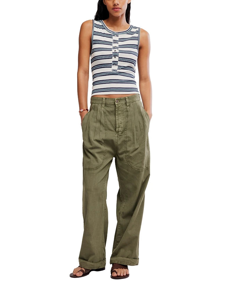 Free People Women's Clover Mid-Rise Dropped Trouser Pants