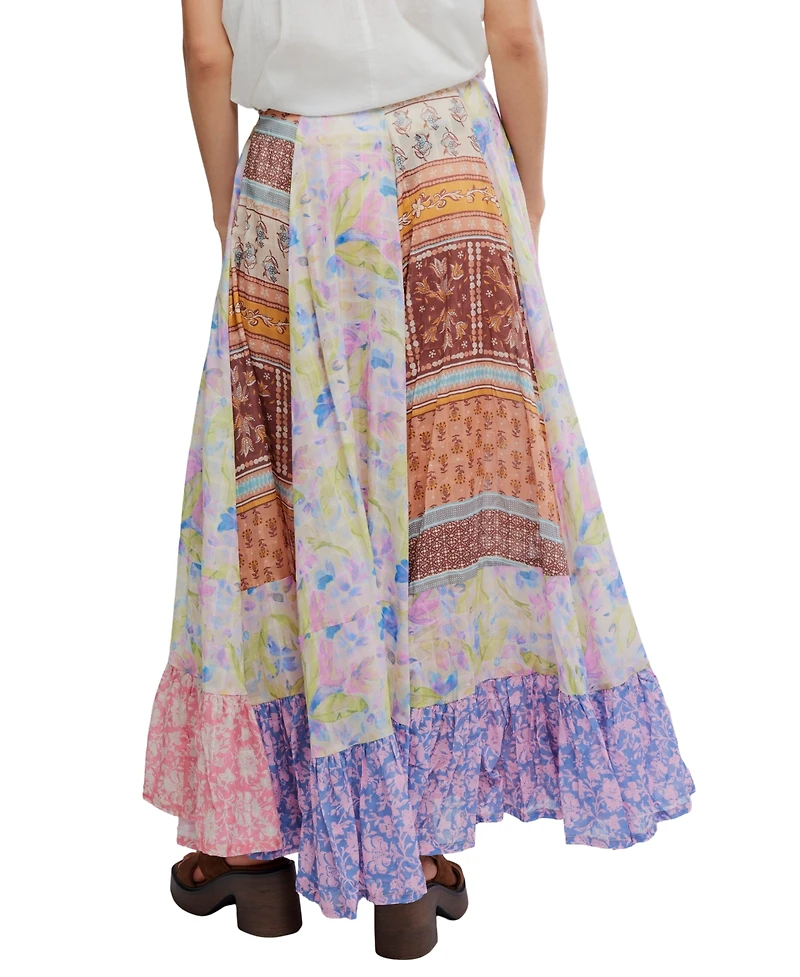 Free People Women's Santa Eulalia Printed Pull-On Cotton Maxi Skirt