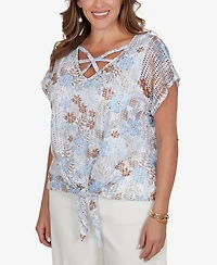 Hearts Of Palm Plus Printed Oval Texture Knit Top