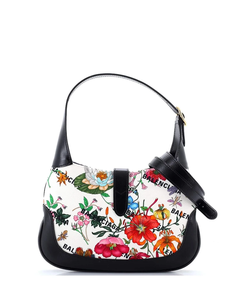 Pre-Owned Balenciaga Small x Gucci The Hacker Project Jackie 1961 Hobo Flora Canvas
