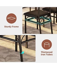 gaomon 5 Piece Dining Table Set for 4, Wooden Industrial Rectangular Kitchen Dinner Table w/ 4 Upholstered High Back Chairs Set, Sturdy Metal Frame