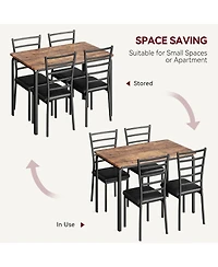 gaomon 5-Piece 4-Person Space-Saving Square Dining Set
