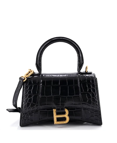 Pre-Owned Balenciaga Hourglass Top Handle Bag Embossed Leather