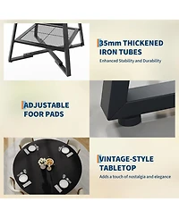 gaomon Dining Room Round Table Set for 4-6, Circle Kitchen Dining Table with Metal Base, 42 Inch Wooden Round DiningTable, Wood Kitchen Tables