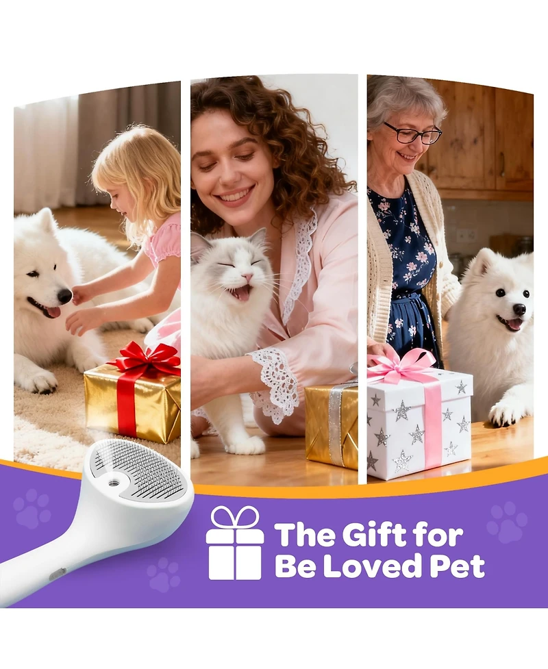 Aronkl Pet Spray Grooming Brush Self Cleaning Rechargeable Hair Removal for Dog Cat with Mist