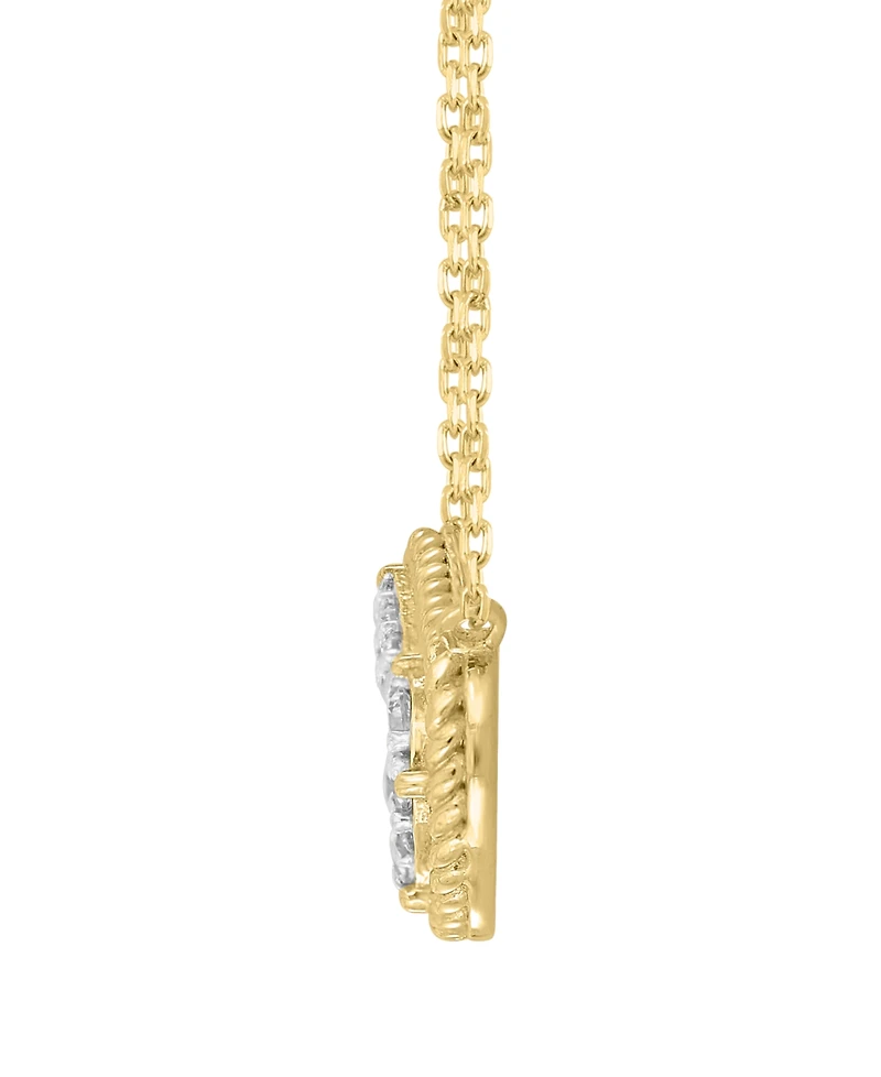 Diamond Double Cluster Rope-Framed Pendant Necklace (1/3 ct. t.w.) in 14k Gold, 16" + 2" extender