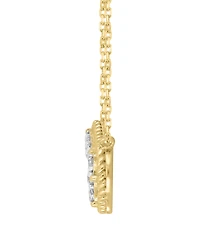 Diamond Double Cluster Rope-Framed Pendant Necklace (1/3 ct. t.w.) in 14k Gold, 16" + 2" extender