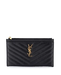 Pre-Owned Saint Laurent Medium Classic Monogram Zip Bill Pouch Matelasse Chevron Leather