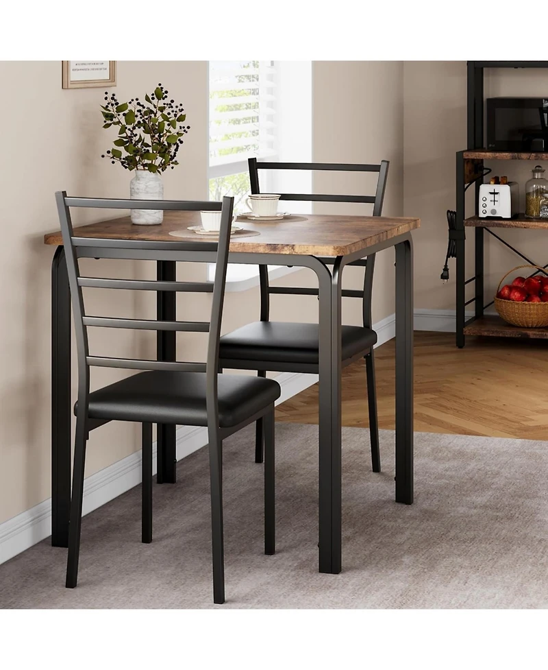 gaomon Dining Table for 2, Small Square kitchen Dinner Table Set for 2,Space Saving Wood Modern Dinette With Upholstered,Dining Room Furniture