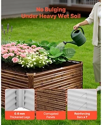 Gouun Galvanized Raised Garden Bed, 8 x 4 x 2 ft Alu-Zinc Metal Planter Box, Deep Wood Grain Finish