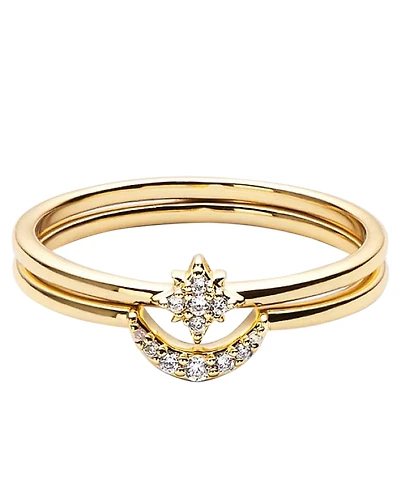 Ana Luisa Sky Set Gold-Plated Moon and Star Rings