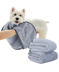 Aronkl 2 Piece Pet Bathing Kit with Washing Gloves and Quick Drying Towel