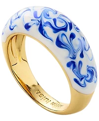 Ana Luisa Wrenley Marble Blue Gold-Plated Enamel Ring
