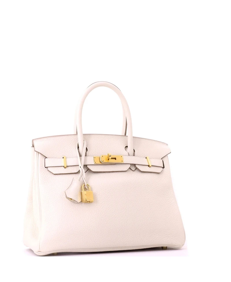 Pre-Owned HERMES Birkin 30 Handbag Light Clemence with Gold Hardware