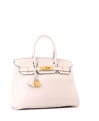 Pre-Owned HERMES Birkin 30 Handbag Light Clemence with Gold Hardware