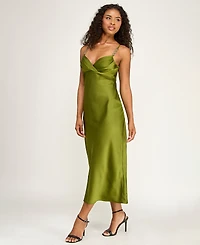 City Studios Juniors' V-Neck Pleated Midi Dress