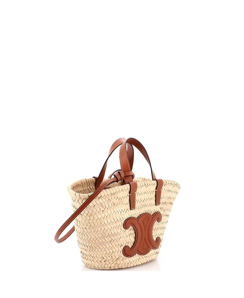 Pre-Owned Celine Teen Classic Panier Basket Tote Raffia and Leather