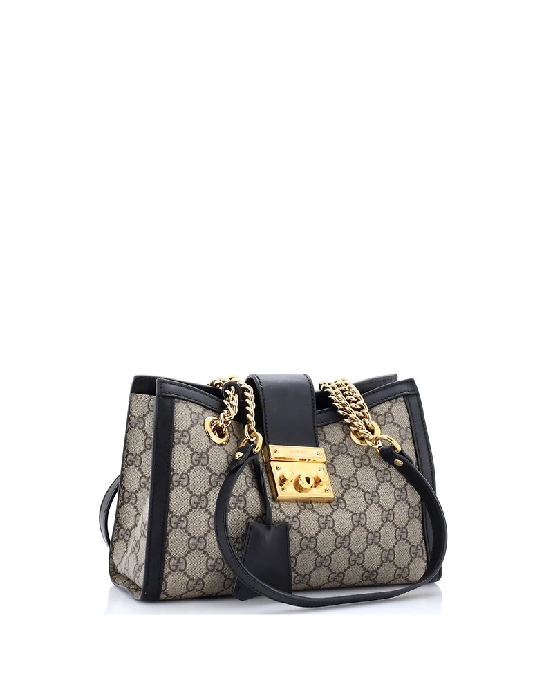 Pre-Owned Gucci Padlock Chain Tote Gg Coated Canvas with Leather
