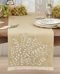 Saro Lifestyle Embroidered Botanical Table Runner, 16" x 72"