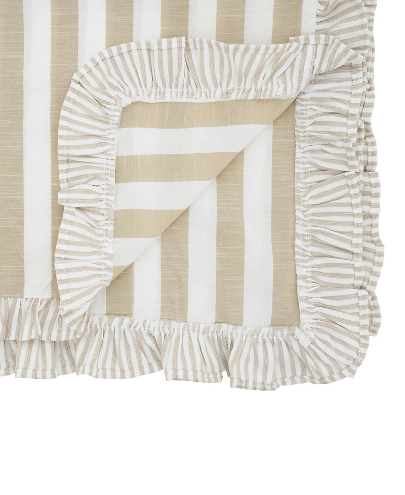 Saro Lifestyle Striped Ruffle Edge Cotton Table Runner, 16" x 72"