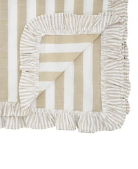 Saro Lifestyle Striped Ruffle Edge Cotton Table Runner, 16" x 72"