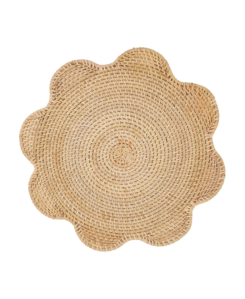 Saro Lifestyle Scalloped Rattan Round Placemats, Set of 4