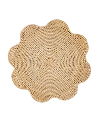 Saro Lifestyle Scalloped Rattan Round Placemats, Set of 4