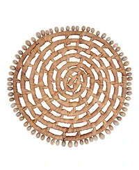 Saro Lifestyle Shell Trimmed Water Hyacinth Round Placemats, Set of 4
