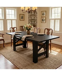 gaomon Wood Farmhouse Dining Table for 6-8, Heavy Duty Large Kitchen Table