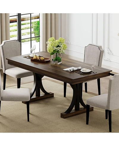 gaomon 71" Rectangular Dining Table with Two Drawers and Sturdy Frame, Large Dining Table for 6-8 People