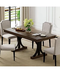 gaomon 71" Rectangular Dining Table with Two Drawers and Sturdy Frame, Large Dining Table for 6-8 People