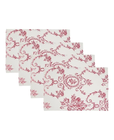 Saro Lifestyle Floral Toile Linen Blend Placemats, Set of 4