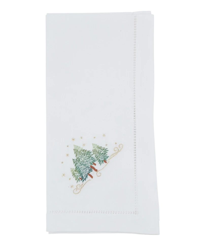 Saro Lifestyle Embroidered Holiday Tree Cotton Napkins, Set of 6
