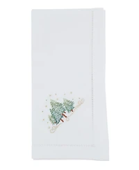 Saro Lifestyle Embroidered Holiday Tree Cotton Napkins, Set of 6