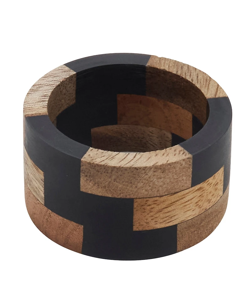 Saro Lifestyle Mango Wood and Resin Napkin Rings, Set of 4